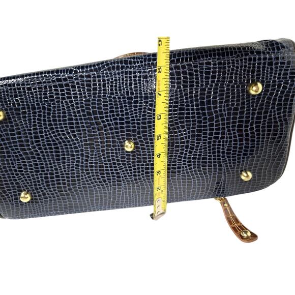 Samantha Brown Blue Faux Croc Carry On Overnight Weekender Or Business Bag Tote - Picture 10 of 16